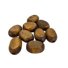 Dark Brown Wood Beads: Flat Oval, 25x20mm (25 Pcs)
