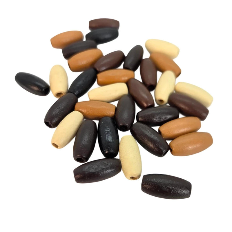 Oval Wood Bead Assortment: 15x7mm, Jewelry Supplies (86-90 Beads)