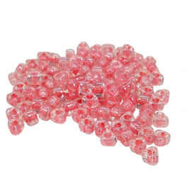 Miyuki #5 (4mm) Triangle Glass Seed Beads: Clear Pink Lined, TR1109, 20g