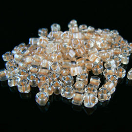 Miyuki #5 (4mm) Triangle Glass Seed Beads: Tawny Lined Clear, TR1131, ~22g tube