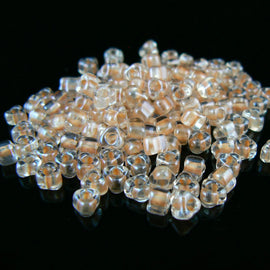 Miyuki #5 (4mm) Triangle Glass Seed Beads: Tawny Lined Clear, TR1131, ~22g tube