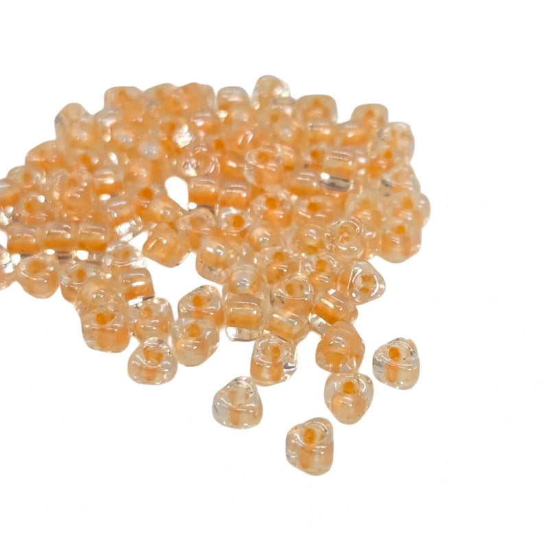 Miyuki #5 (4mm) Triangle Glass Seed Beads: Tawny Lined Clear, TR1131, ~22g tube