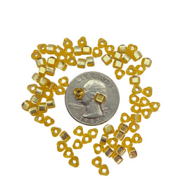 Miyuki #5 (4mm) Triangle Glass Seed Beads: Silver Lined Gold, TR1102, ~22g tube