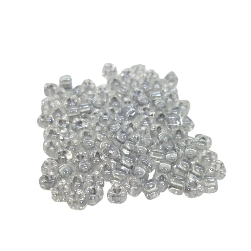 Miyuki #5 (4mm) Triangle Glass Seed Beads: Platinum Lined Clear, TR1105, ~22g tube