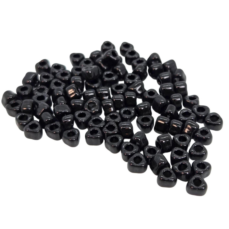 Miyuki #5 (4mm) Triangle Glass Seed Beads: Opaque Black, TR401, ~22g tube