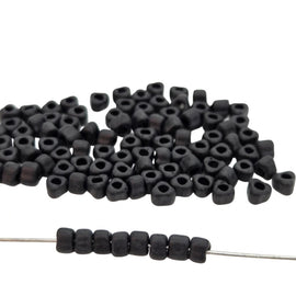 Miyuki #5 (4mm) Triangle Glass Seed Beads: Matte Black, TR401F, ~22g tube
