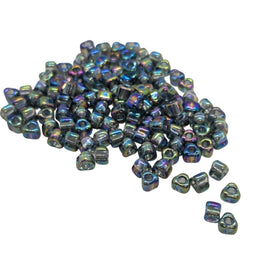 Miyuki #5 (4mm) Triangle Glass Seed Beads: transparent iris grey, TR1157, 20g