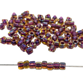 Miyuki #5 (4mm) Triangle Glass Seed Beads: Dark Amethyst/ Topaz, TR1839, ~22g tube
