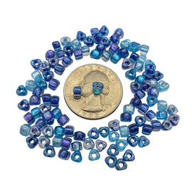 Miyuki #5 (4mm) Triangle Glass Seed Beads: Blue Tones Mix, TRMIX02, ~22g tube