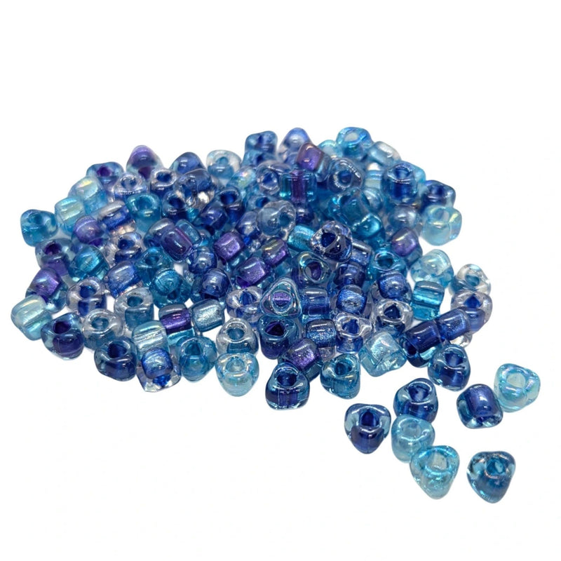 Miyuki #5 (4mm) Triangle Glass Seed Beads: Blue Tones Mix, TRMIX02, ~22g tube