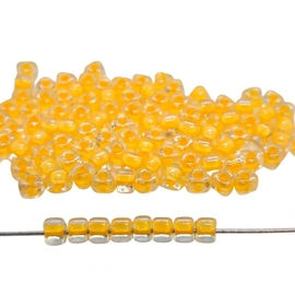 Miyuki #5 (4mm) Triangle Glass Seed Beads: Clear Yellow Lined, TR1121, 20g