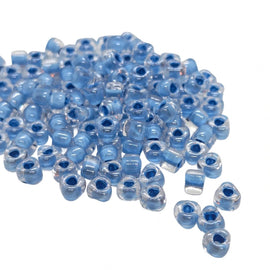 Miyuki #5 (4mm) Triangle Glass Seed Beads: Clear Sky Blue Lined, TR1116, ~22g tube