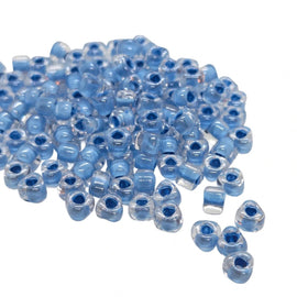 Miyuki #5 (4mm) Triangle Glass Seed Beads: Clear Sky Blue Lined, TR1116, ~22g tube