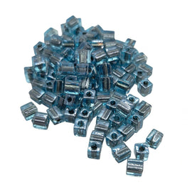Miyuki 4mm square glass seed beads: Blue Lined Platinum, SB2639, 20g (~208 beads)