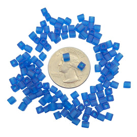 Miyuki 4mm square glass seed beads: Frosted Dark Blue Glass, SB149F, 20g
