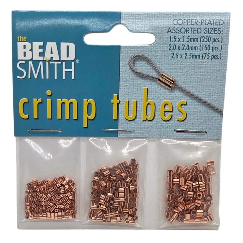 The Bead Smith Copper-Plated Crimp Tubes: Assorted Sizes for Jewelry Making, 475 pcs. total, TCB20S-R
