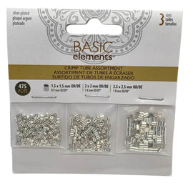 Silver Plated Crimp Tube Assortment: Jewelry Making, 475 Pieces, TCBASSTS-R