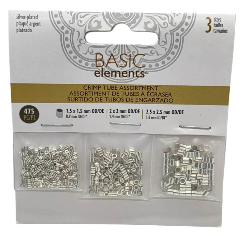 Silver Plated Crimp Tube Assortment: Jewelry Making, 475 Pieces, TCBASSTS-R