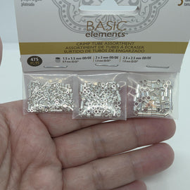 Silver Plated Crimp Tube Assortment: Jewelry Making, 475 Pieces, TCBASSTS-R