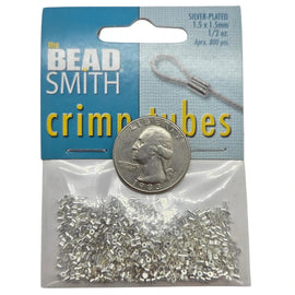Silver Plated Crimp Tubes: 0.6mm ID, The Bead Smith (~800pcs). TCB15S-B