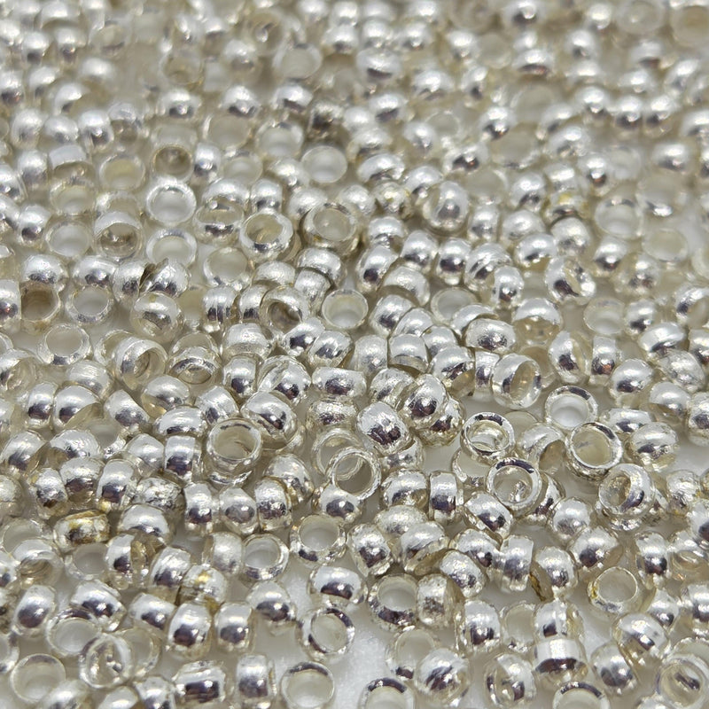Silver Plated Crimp Beads, 1mm ID: Jewelry Making Supplies, 1/10 oz. (~170 Pieces)