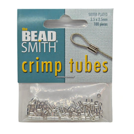 Silver Plated Crimp Tubes: Jewelry Making, 2.5mm, 100 pcs, TCB25S-R