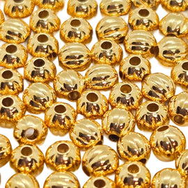 Gold Plated Brass Corrugated Beads: 3mm Round, 100 Pieces
