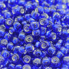 Silver Lined Cobalt Blue Seed Beads: Size 8/0 Matsuno Dyna-Mites, 20g