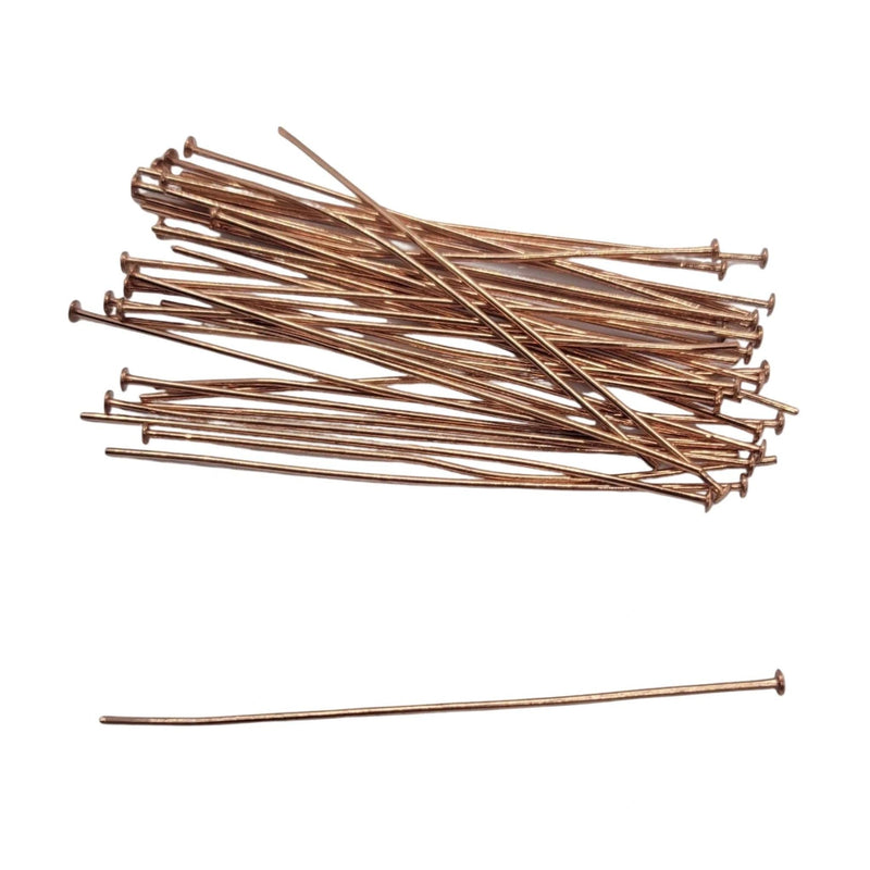 Copper Plated Metal Headpins - 2 Inch 21 Gauge Flat Head Pins, 144 pcs.