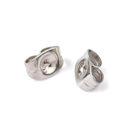 Stainless Steel Earring Backs 100pc Pack, Tarnish Resistant Friction Ear Nuts, Butterfly Clutch Findings for Sensitive Skin 6x4.5mm