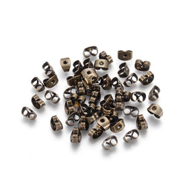 Antique Bronze Iron Earring Backs 100pc Pack, Nickel Free Butterfly Clutch Findings, Friction Ear Nuts for Stud Post Earrings 6x4.5mm