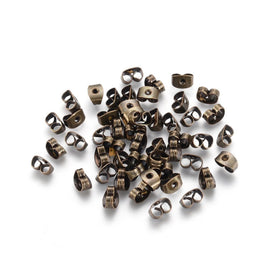 Antique Bronze Iron Earring Backs 500pc Pack BULK, Nickel Free Butterfly Clutch Findings, Friction Ear Nuts for Stud Post Earrings 6x4.5mm