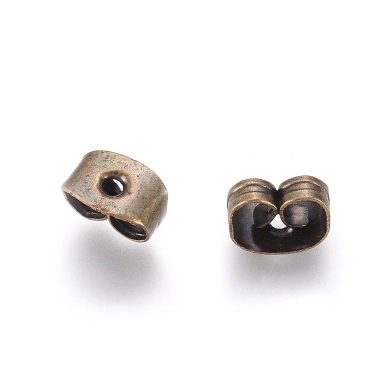 Antique Bronze Iron Earring Backs 500pc Pack BULK, Nickel Free Butterfly Clutch Findings, Friction Ear Nuts for Stud Post Earrings 6x4.5mm