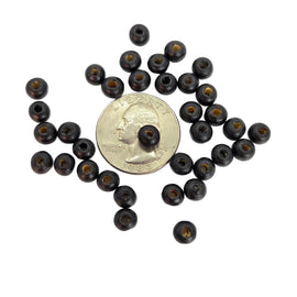 Black Wood Beads: 6mm Round Rondelle, Large Hole (450-500 pcs)
