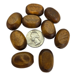 Dark Brown Wood Beads: Flat Oval, 25x20mm (25 Pcs)