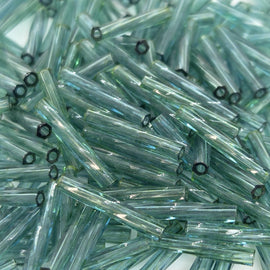Miyuki Twisted Bugle Beads: Transparent Seafoam Green TW1707, 12mm, 25g (~420 beads)