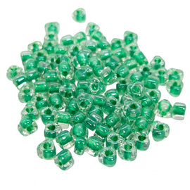 Miyuki #5 (4mm) Triangle Glass Seed Beads: Clear Kelly Green Lined Glass, TR1130, ~22g tube