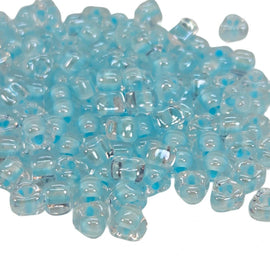 Miyuki #5 (4mm) Triangle Glass Seed Beads: Clear Ice Blue Lined, TR1112, ~22g tube