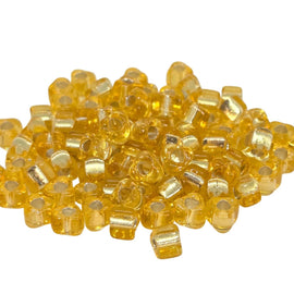 Miyuki #5 (4mm) Triangle Glass Seed Beads: Silver Lined Gold, TR1102, ~22g tube