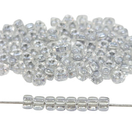 Miyuki #5 (4mm) Triangle Glass Seed Beads: Platinum Lined Clear, TR1105, ~22g tube