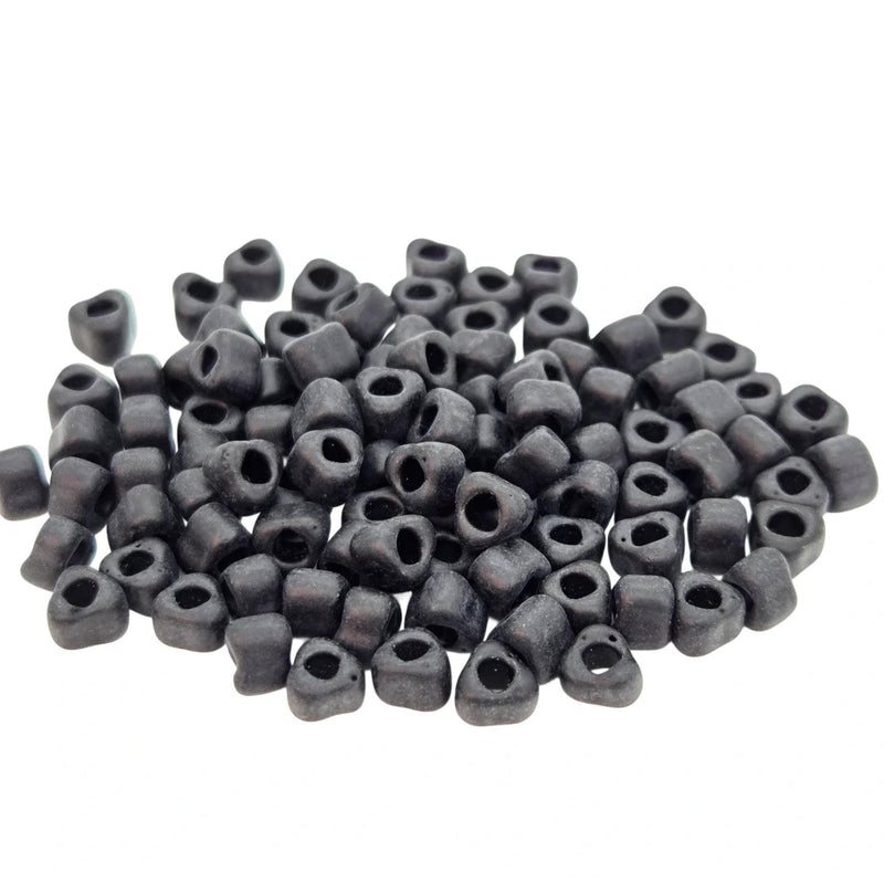 Miyuki #5 (4mm) Triangle Glass Seed Beads: Matte Black, TR401F, ~22g tube