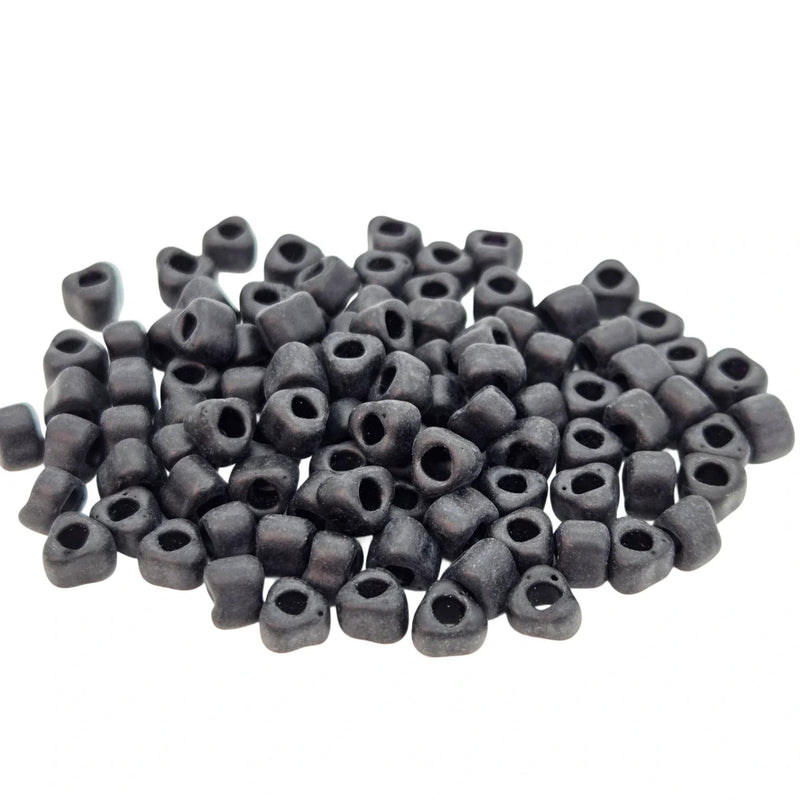 Miyuki #5 (4mm) Triangle Glass Seed Beads: Matte Black, TR401F, ~22g tube