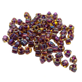 Miyuki #5 (4mm) Triangle Glass Seed Beads: Dark Amethyst/ Topaz, TR1839, ~22g tube