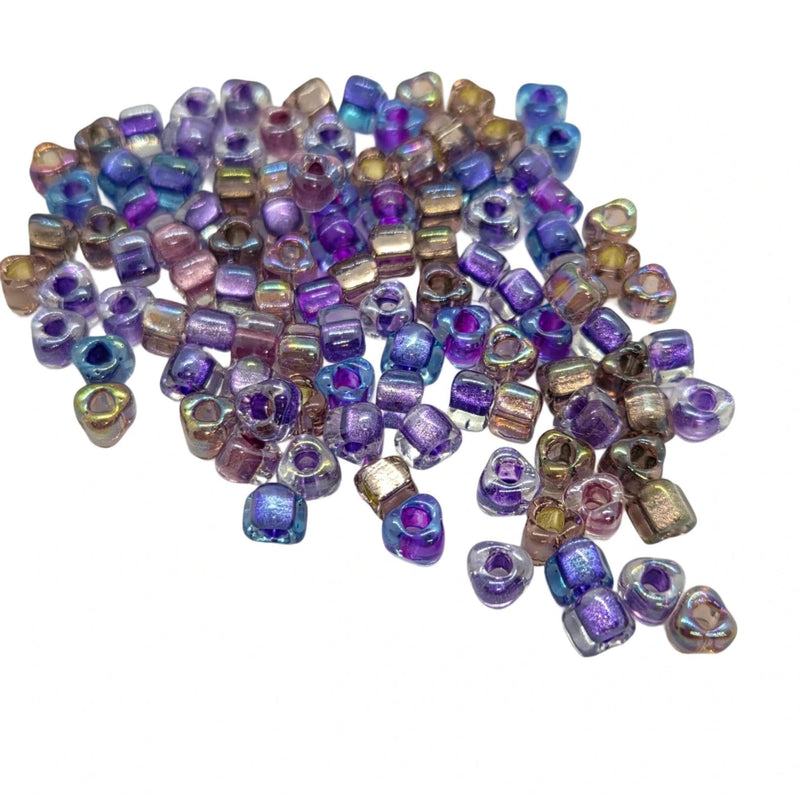 Miyuki #5 (4mm) Triangle Glass Seed Beads: Lilacs Mix, TRMIX01, ~22g tube