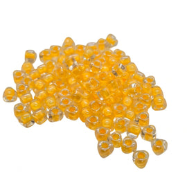 Miyuki #5 (4mm) Triangle Glass Seed Beads: Clear Yellow Lined, TR1121, 20g