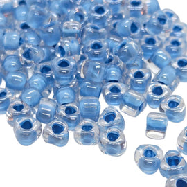 Miyuki #5 (4mm) Triangle Glass Seed Beads: Clear Sky Blue Lined, TR1116, ~22g tube