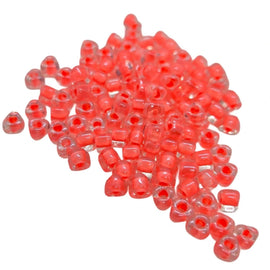 Miyuki #5 (4mm) Triangle Glass Seed Beads: Clear Salmon Lined, TR1122, ~22g tube