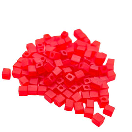 Miyuki 4mm square glass seed beads: transparent frosted red, SB140F, 20g (~208 beads)