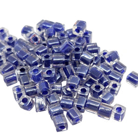 Miyuki 4mm square glass seed beads: Cobalt Blue Lined, SB239, 20g (~208 beads)