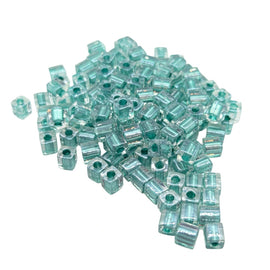 Miyuki 4mm square glass seed beads: Metallic Teal, SB2605, 20g (~208 beads)